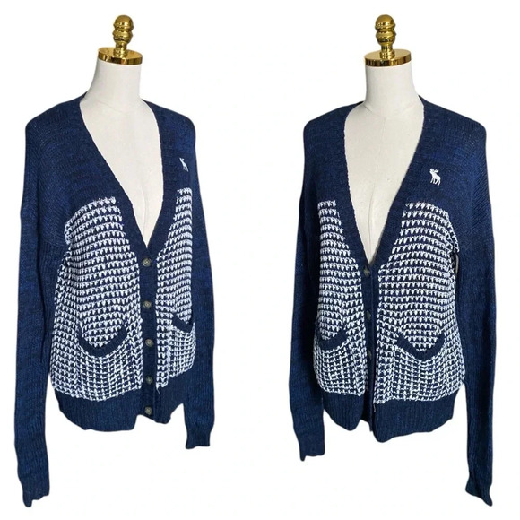 Abercrombie & FitchY2K Crotchet 90s Button Up Longline Knit Cardigan Size M - Picture 2 of 10
